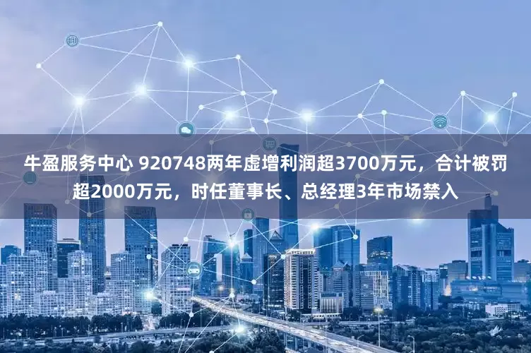 牛盈服务中心 920748两年虚增利润超3700万元，合计被罚超2000万元，时任董事长、总经理3年市场禁入